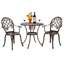 Promotion Cast Metal Conservatory Patio Furniture Aluminum Outdoor 3 Piece Patio Bistro Set of Table and Chairs